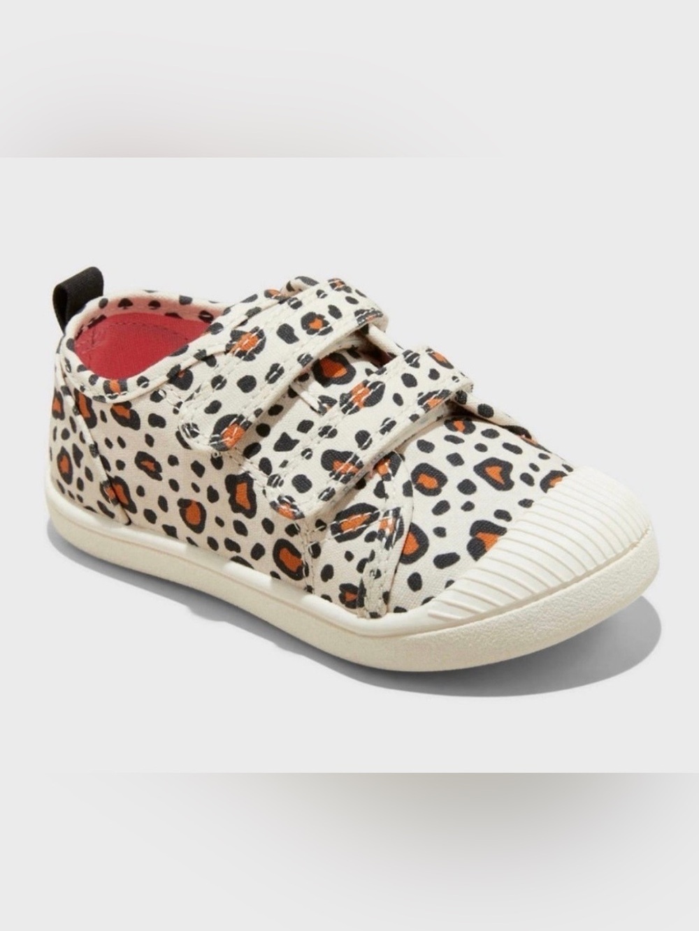 Kids Animal Print Velcro Sneakers - White with Orange and Black, Cat & Jack